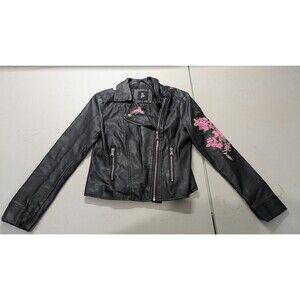 Girls Art Class Faux Leather Jacket Emroidered Medium